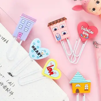 

New 9pcs/lot Creative Kawaii Cat Animal Metal Paper Clip Silicone Bookmark Decorative File Document Memo Clips School Stationery