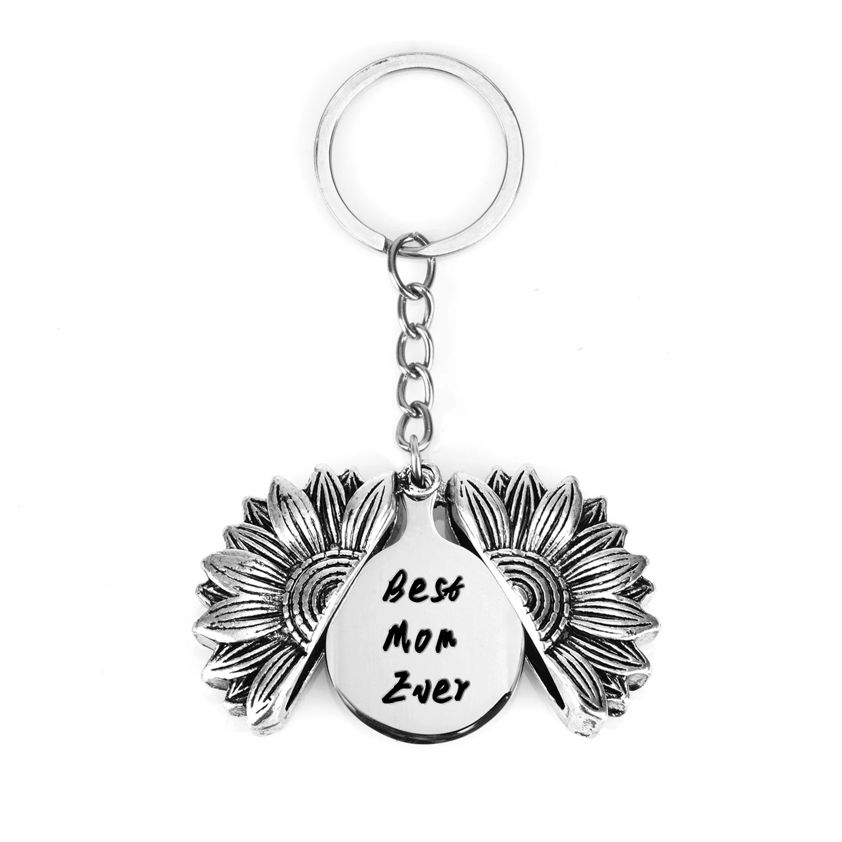 New Style Sunflower Keychain Follow Your Bliss Engraved Lettering Key Chain Men Women Couples Boyfriend Anniversary Gift Jewelry - Цвет: Best Mom Ever