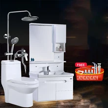 Ensemble de toilette une pièce, ensemble de toilette moderne Simple, combinaison d'armoire de salle de bain entière, sanitaire, douche, ensemble de bain avec évier, WJS-5211