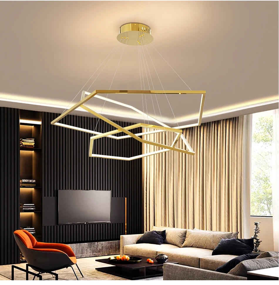 Современная люстра освещение для гостиной краткое дизайн геометрический шестигранный Домашний Светильник и проекты