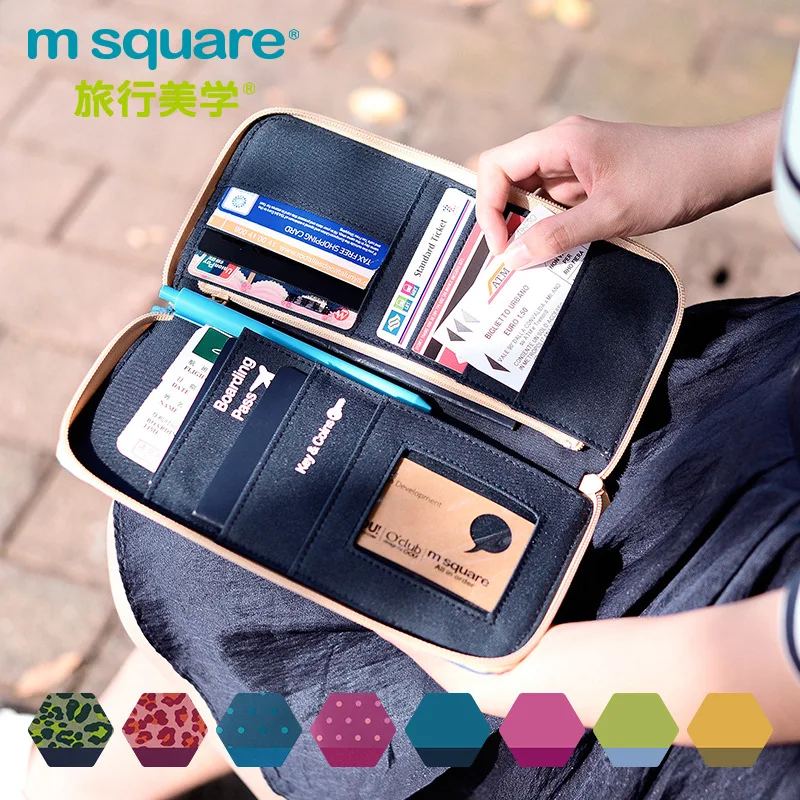 M Square-Passport Wallet Card Holder Purse Men Women Travel Accessories Organizer