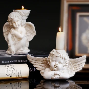 

Desktop Decor European Retro Little Angel Candlestick Ornaments Living Room Crafts Candle Holder Home Decoration Accessories