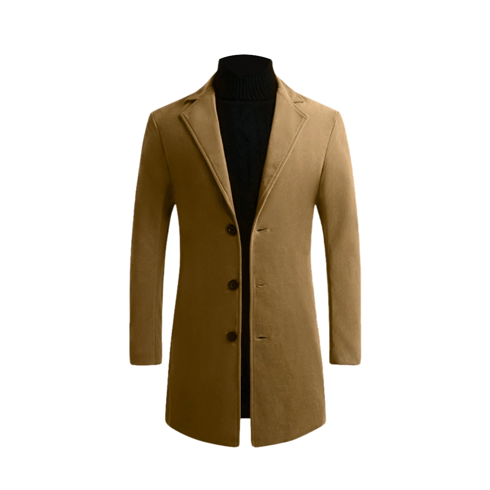 CYSINCOS, модное мужское шерстяное пальто, зимнее, теплое, Одноцветный, длинный Тренч, куртка, мужской, однобортный, Деловой, Повседневный, пальто, парка