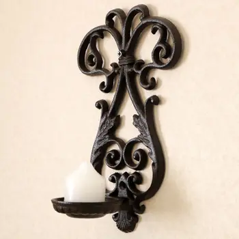 

Outdoor Black Ron Table Candle Holder Romantic Dinner Metal Candle Holder Windproof Nordic Kaarsenhouder Home Decor KK60ZT