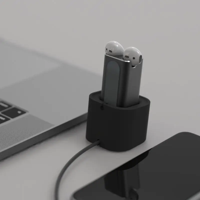 Черные алюминиевые наушники настольная USB зарядка зарядное устройство док-станция держатель Подставка для Airpods 1/2