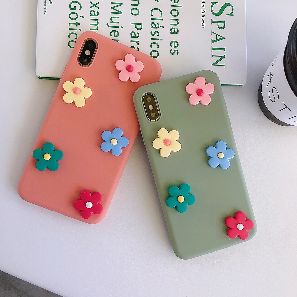 Силиконовый маленький цветок 3D чехол для телефона для iPhone X XS XR XS MAX 6 6splus 7 8 PLUS чехол для телефона