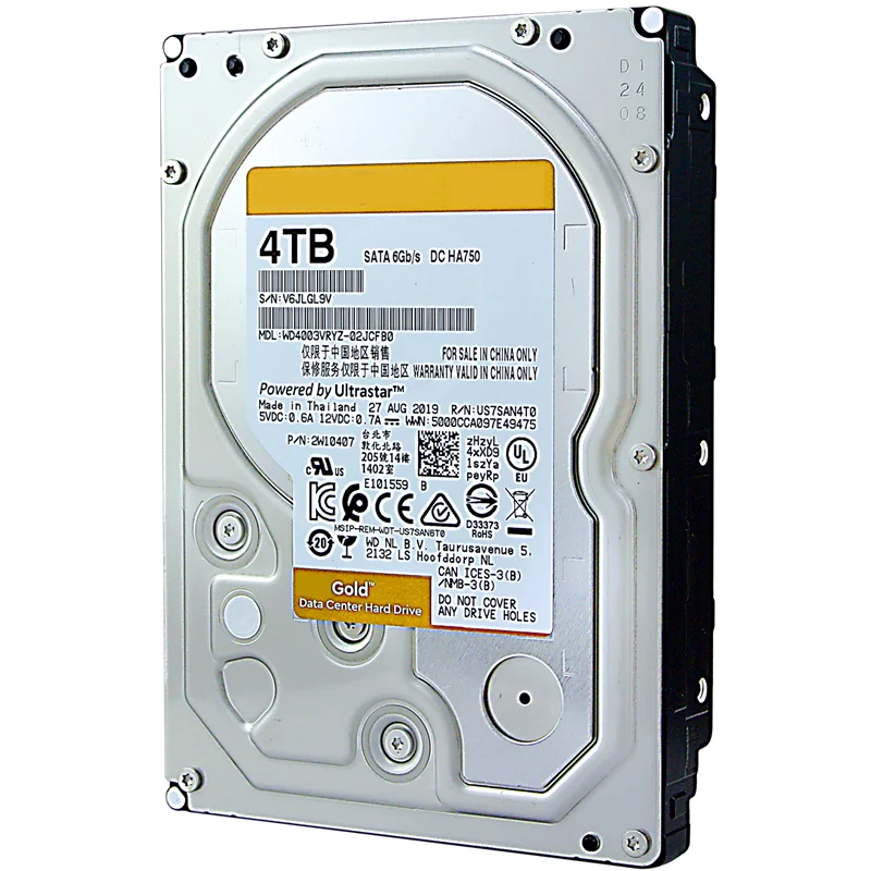 New Original HDD For WD Gold 4TB 3.5" SATA 6 Gb/s 256MB 7200RPM For Internal Hard Disk Enterprise Class HDD WD4003VRYZ
