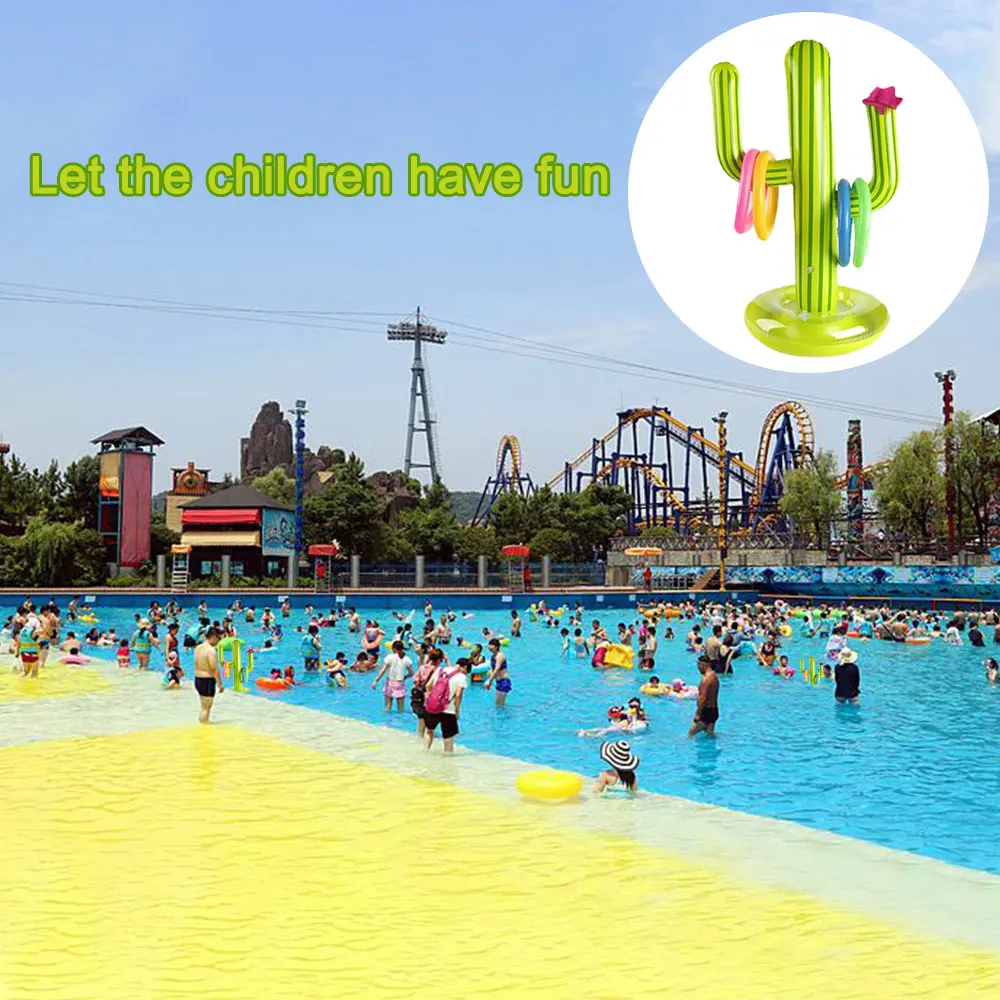 Inflatable Water Slide Trampoline Kids Game 1Set Pool Ring