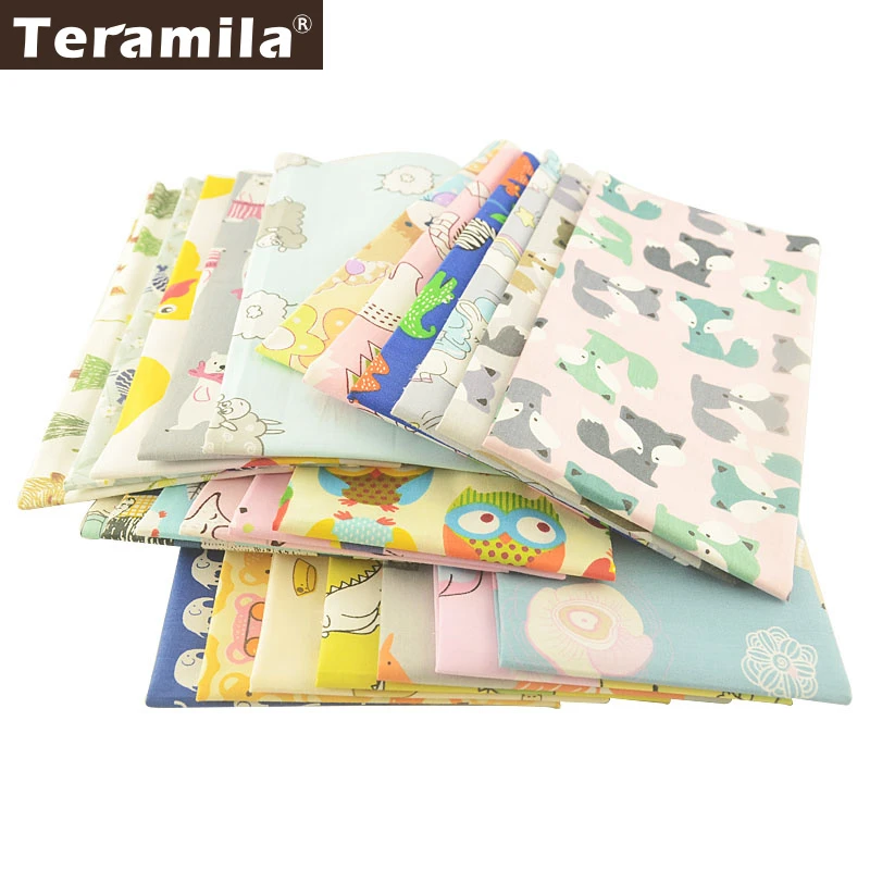 

Teramila 45x45cm 100% Cotton Fabric Cartoon Animal Design Telas DIY Patchwork Algodon Cloth Tissus Cushion Quilts Fat Quarter