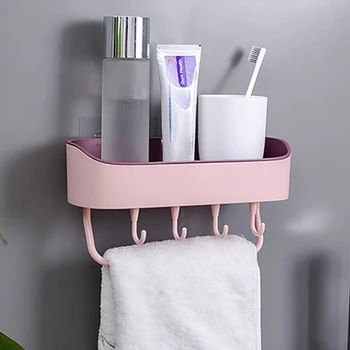 

Plastic Corner Shelf Bathroom Shelf Organizer Snap Up Caddy Bathroom Shower Storage Wall Holder Shampoo Holder Wall Hanging