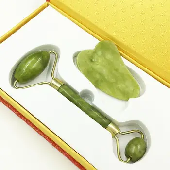 

50set Facial Massage Jade Roller Face Neck Natural Stone Health Care Body Jade Gua Sha Board Skin Care Tool Set