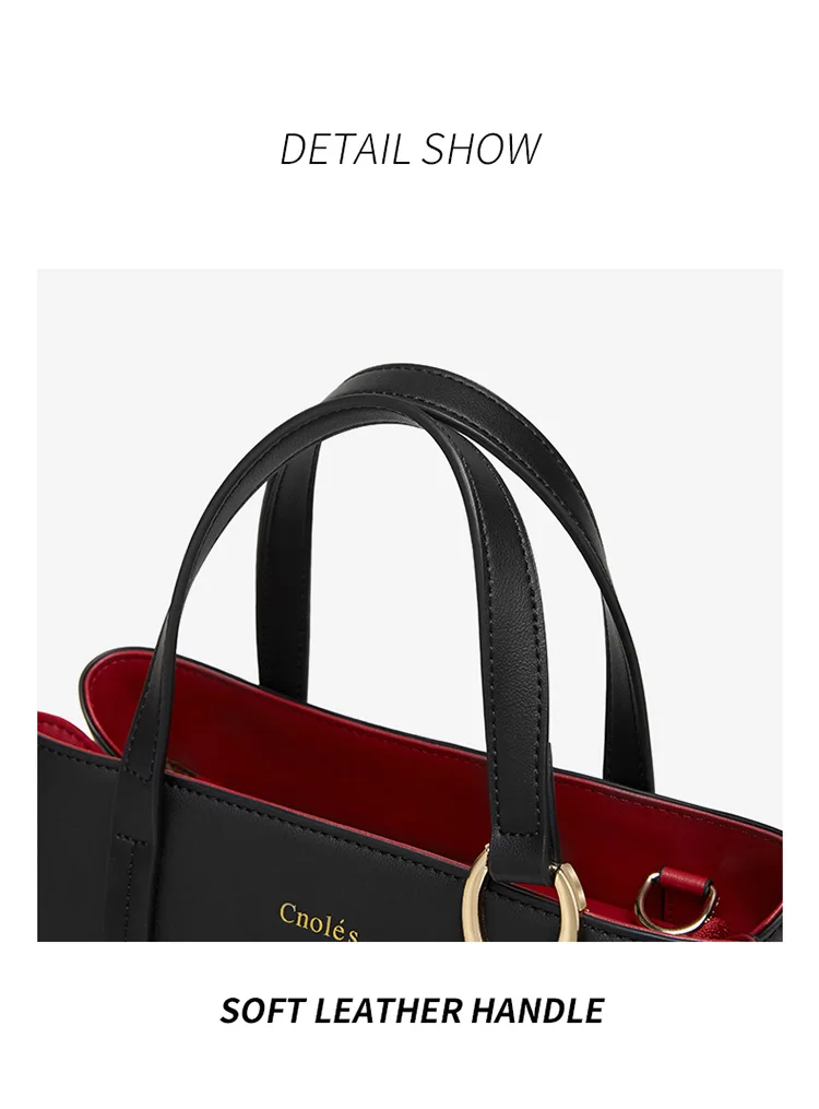 Cnoles Bags for Women 2021 Brand Women Hangbags Genuine Leather Solid Color Satchel Shoulder Tote Top-handed Bags Top Quality
