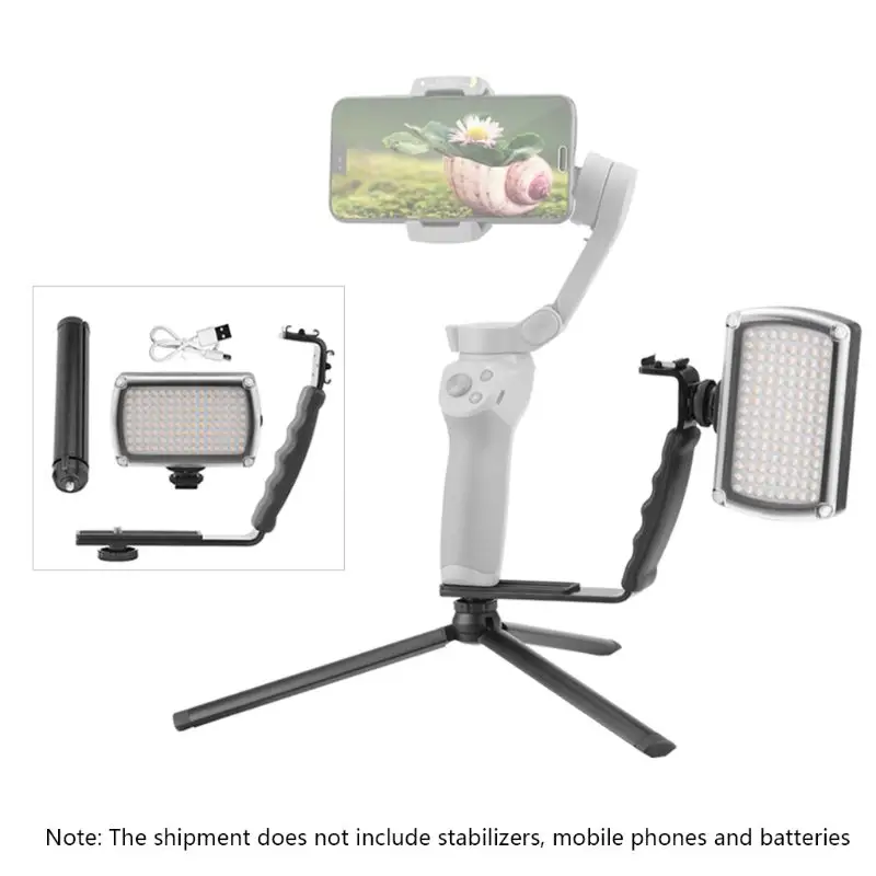 

120 LEDs Lamp Dimmable Video Fill Lgiht with L-shaped Handle Bracket Tripod for DJI Os-mo Mobile 2 3/Zhiyun Smooth 4