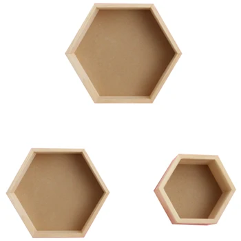 

3Pcs/Set Nordic Style Kids Room Decoration Shelf Honeycomb Hexagon Shelves for Baby Child Bedroom Decoration-Wood