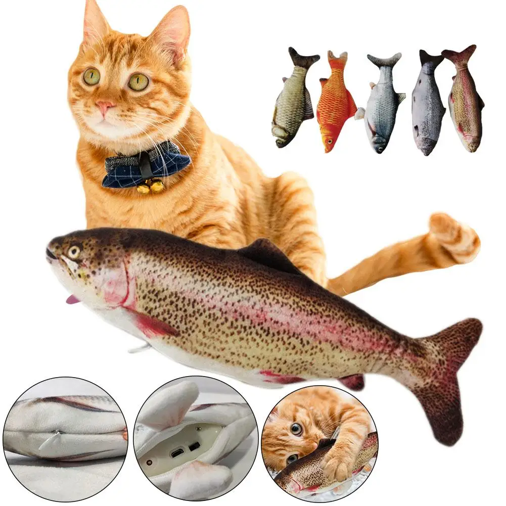 

2020 New Catnip Toys Funny Cat Pet Toy Realistic Plush Simulation Electric Doll Fish Jump Plush Toy Biting Chewing And Kicking