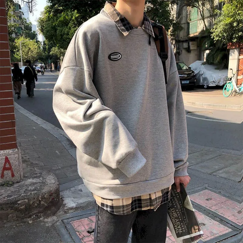 

Футболка с имитацией двух предметов, мужская и женская футболка с длинным рукавом и капюшоном, Молодежная свободная Корейская спортивная одежда в гонконгском стиле, Топ в стиле хип-хоп