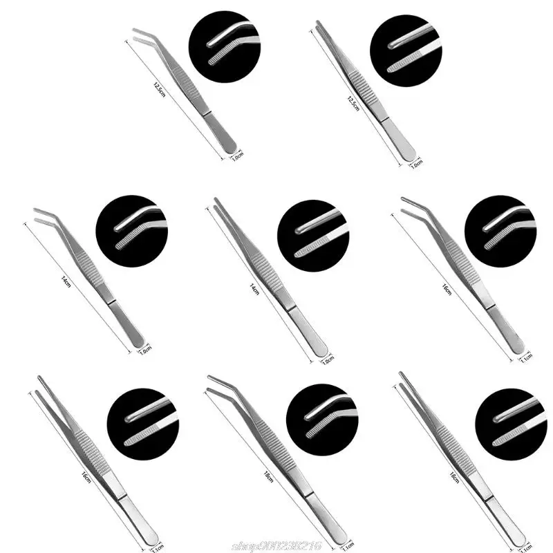 Stainless Steel Tweezer 12.5/14/16/18 cm Tweezers Non-Slip Straight Tweezers & Angled Professional AG30 21 Dropship