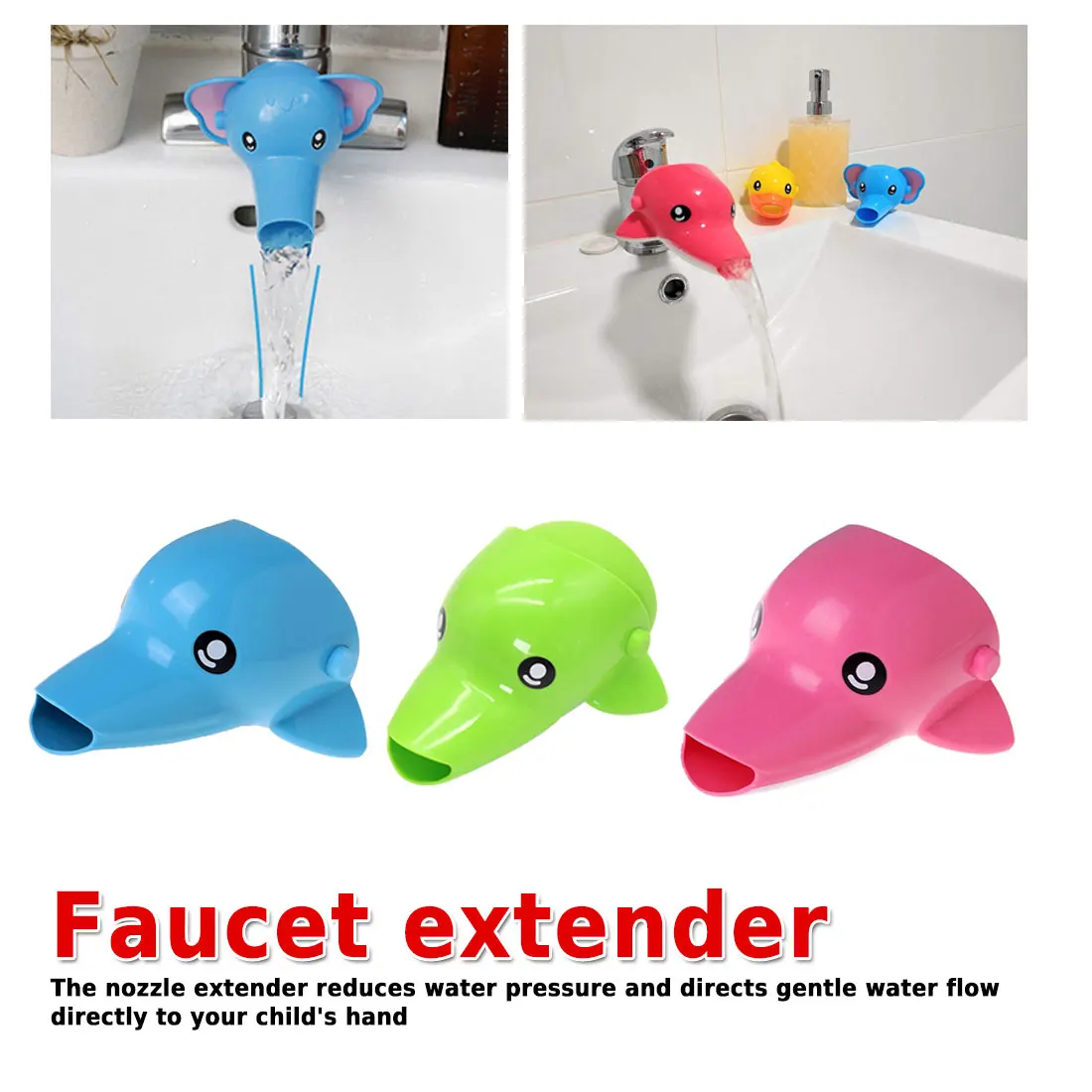 Bath Animal Baby Kid Elephant Dolphin Duck Water Tap Faucet Extender Washing Hands Bath Animal Baby Kid Elephant Dolphin Duck Water Tap Faucet Extender Washing Hands