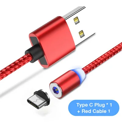 VINISUNG Магнитный USB кабель нейлон Быстрая зарядка USB кабель для передачи данных для samsung Xiaomi LG планшета iPhone мобильного телефона usb зарядный шнур - Цвет: Red Type C Cable