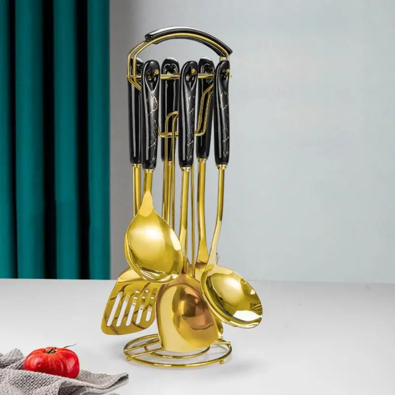 Nordic Design Golden Base Cooking Utensils Set With Golden Stylish Stand 23 Nordic Design Golden Base Cooking Utensils Set With Golden Stylish Stand