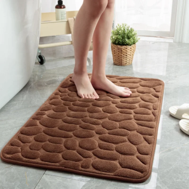 

Non-Slip Bath Mat Cobblestone Embossed Doorway Carpet Anti-slip Mat for Bathroom Balcony Rugs Living Room Velvet Carpet