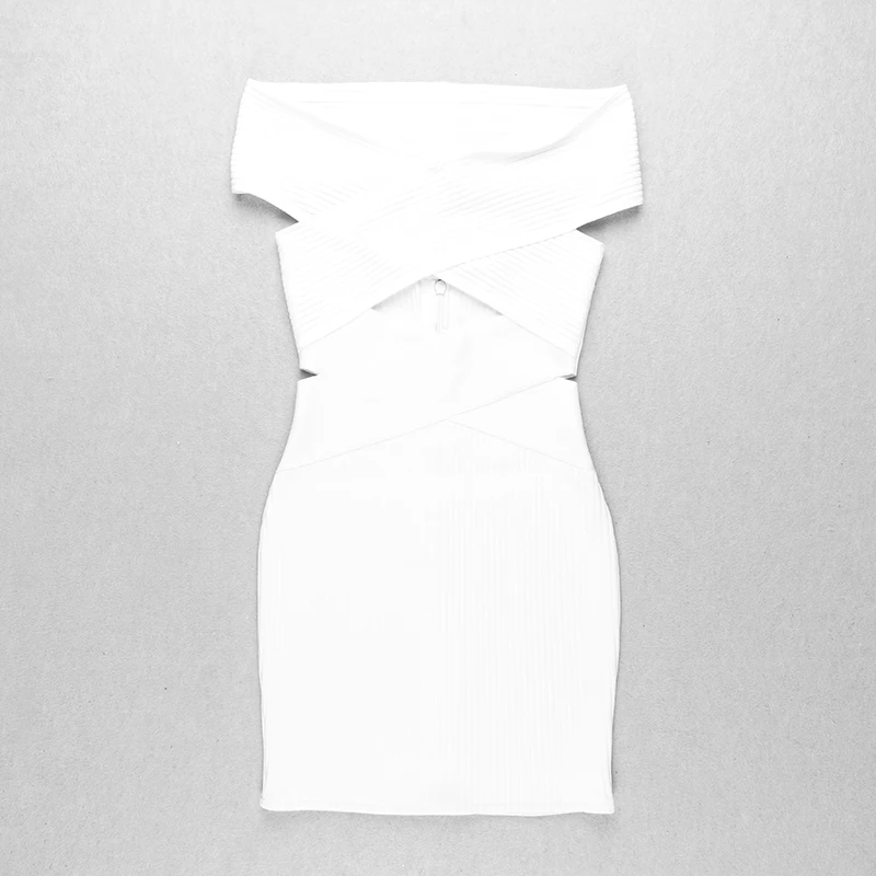 Simly Tara осеннее облегающее Бандажное Платье Vestidos сексуальное Белое Клубное платье с открытыми плечами элегантная одежда для подиумов и вечеринок