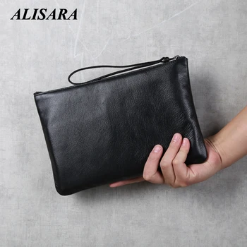 

Clutch Bags Male Genuine Leather Handmade Top-end Men Business Wallets Zipper Long Phone Purses 100% Real Cowhide Men's Hand Bag