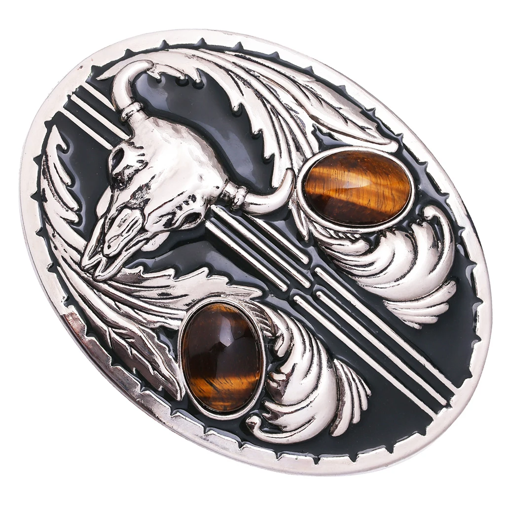 Retro Gem Belt Buckle Indian Tribal Bull Head Rodeo Cowboy Belt Clamp Parts