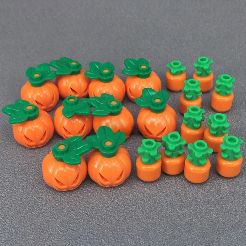 10Pcs-set-Legolings-City-Building-Blocks-Halloween-Pumpkin-Mask-Food-And-Fruit-Plant-MOC-Accessories-Brick (2)