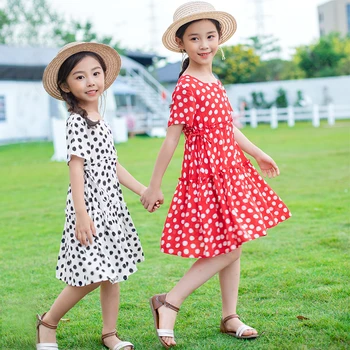 

Girls Dress 2020 Children Polka Dot Casual Summer Kids Dresses For Girl Princess Dress 8 10 12 14 Years Children Clothing