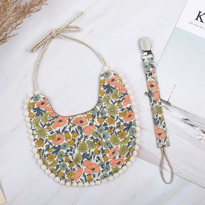 Baby Pacifier Clip Chain Baby Cotton Linen Bib Set Perfect Newborn Shower Gift