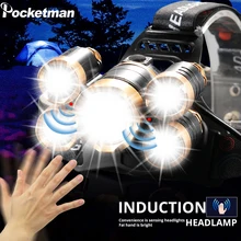 Супер яркий светодиодный налобный фонарь с зумом 5 светодиодный T6 налобный фонарь Водонепроницаемый фонарь для рыбалки и охоты 18650 налобный фонарь