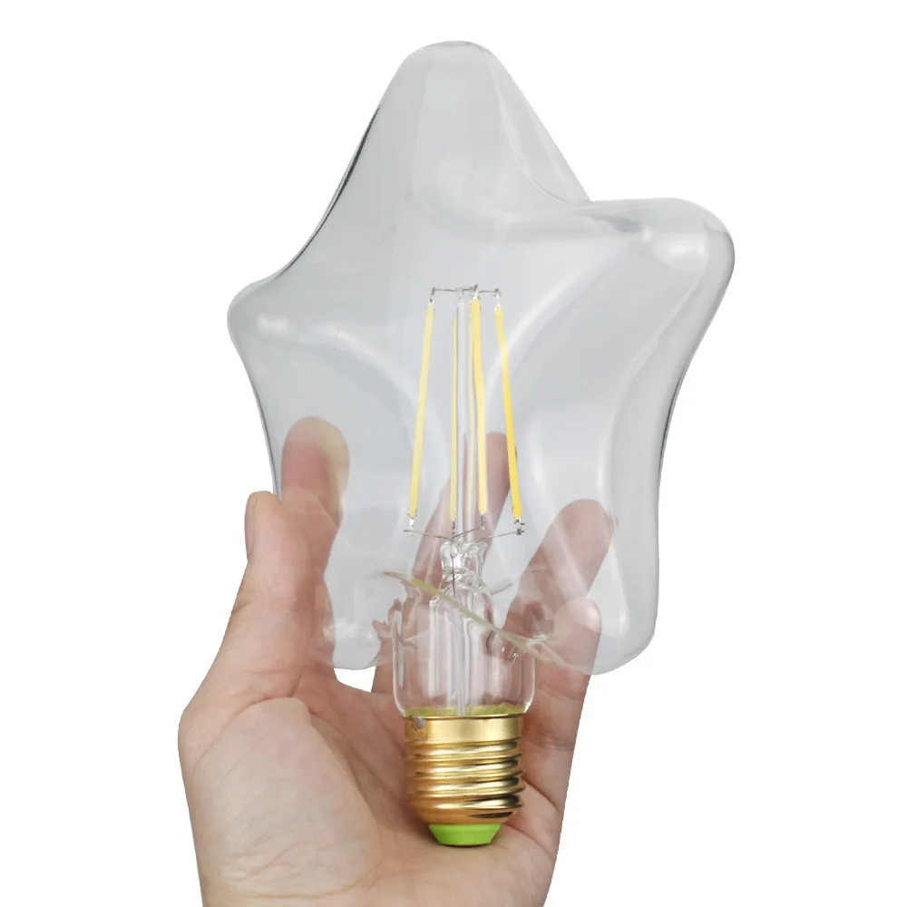 Five-pointed Star Stars White Light LED Vintage Star Fireworks Warm Yellow Holiday Decorative Light Bulb 4000K E27