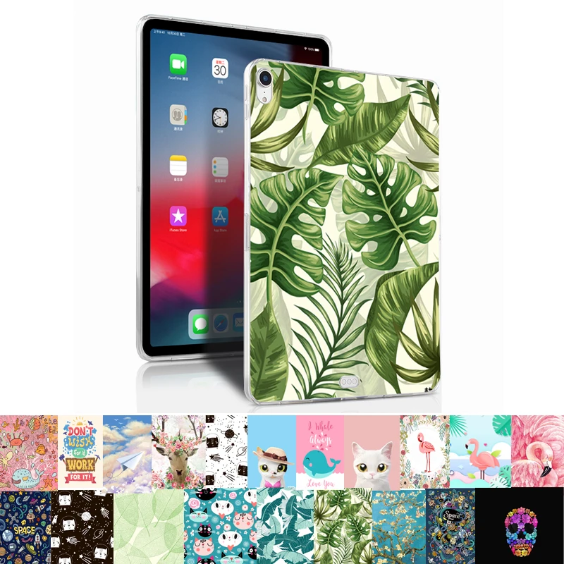 

soft TPU case for iPad pro 11 2018 11-inch silicon painted cover for Apple ipad fashion print transparent shell