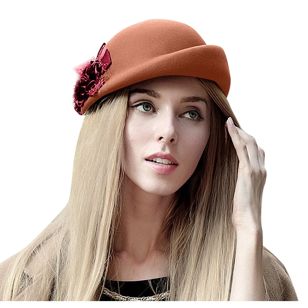 Подарок для мамы, Женская осенне-зимняя модная шерстяная шляпка-Клош, женские вечерние шапки высшего качества из 100% шерстяного войлока