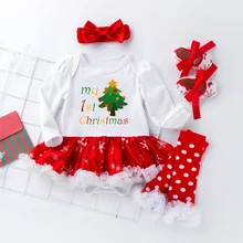 

4pcs Clothing Newborn Baby Clothes Christmas Girl Set Baby Clothes Girl Outfit My First for Newborns Girl One Year Birthday Girl