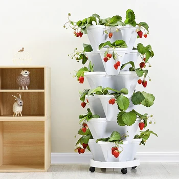 

New Plastic Stackable Vertical Flower Pot Movable Three-Petal Butterfly Planting Pot Garden Planting Decoration