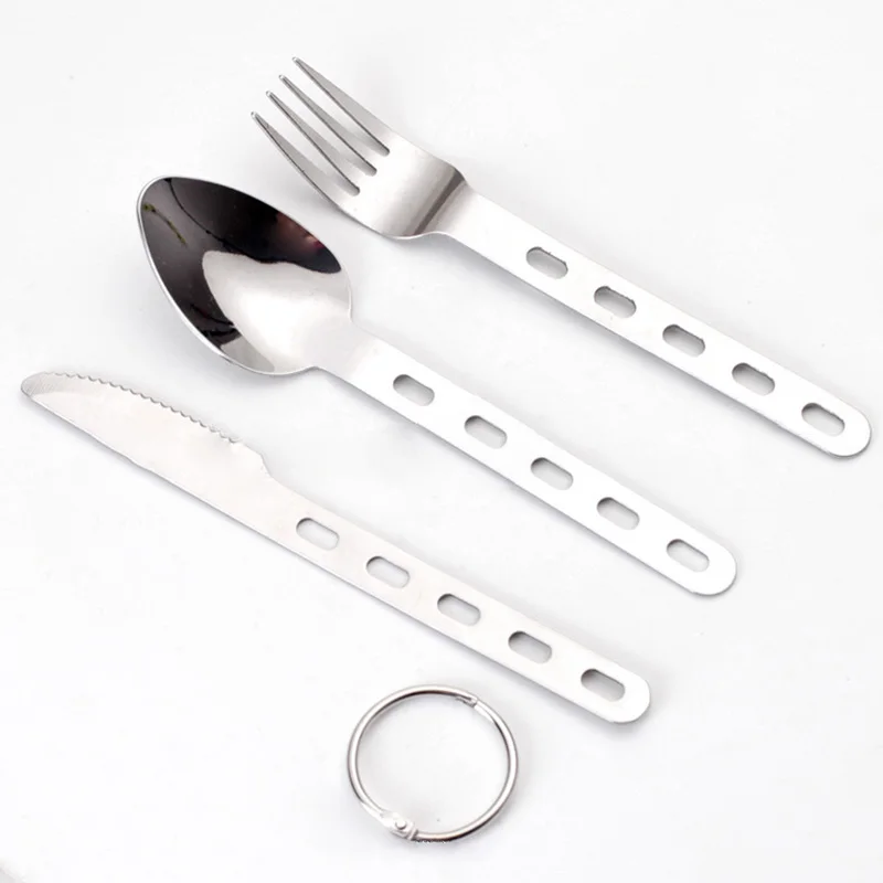 

3Pcs Cutlery Cooking Utensils Set Hanging Fork Spoon Cutter Kitchen Stainless Steel Baking For Travel/Holiday/Picnics/Fishing