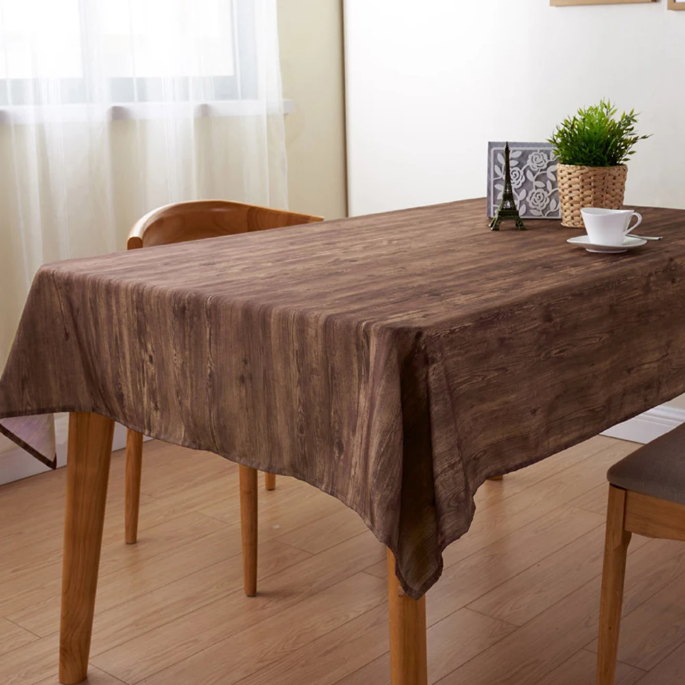 

Restaurant Decoration Tablecloth 3D Printed Wood Grain Rectangular Coffee Table Tablecloth Dining Table Kitchen