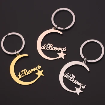 

Customized stainless steel key chain personalized engraved name key ring moon star key chain custom jewelry gift