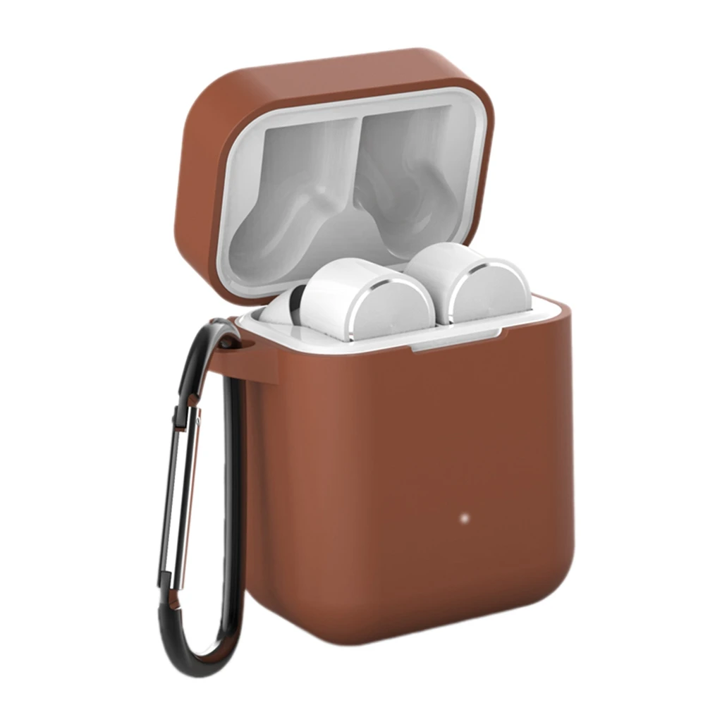 Coffee 55x47x34mm Силиконовый чехол для Xiaomi Mi AirDots, настоящие беспроводные Bluetooth наушники, противоударные сумки, чехол для Xiaomi Mi, воздушная зарядка - Цвет: Coffee 55x47x34mm
