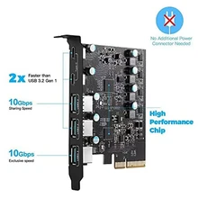  NEW-PCIe to USB 3.2 Gen 2 Card with 20Gbps Bandwidth 5-Port (3X USB-A -2X USB-C) Converter PCIE Splitter for Windows 10/8 