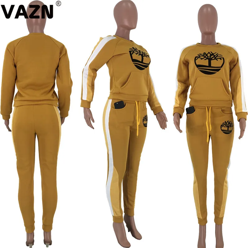 VAZN, осенний, мультяшный, мягкий, круглый вырез, Повседневный, для бега, для девушек, сексуальный,, набор, полный рукав, 2 шт, наборы, для ночного клуба, для молодых девушек, спортивные наборы