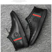 Г. Осень-зима, новая мужская кожаная обувь для отдыха модная обувь с высоким верхом и плюшевая обувь на плоской подошве мужская Белая обувь