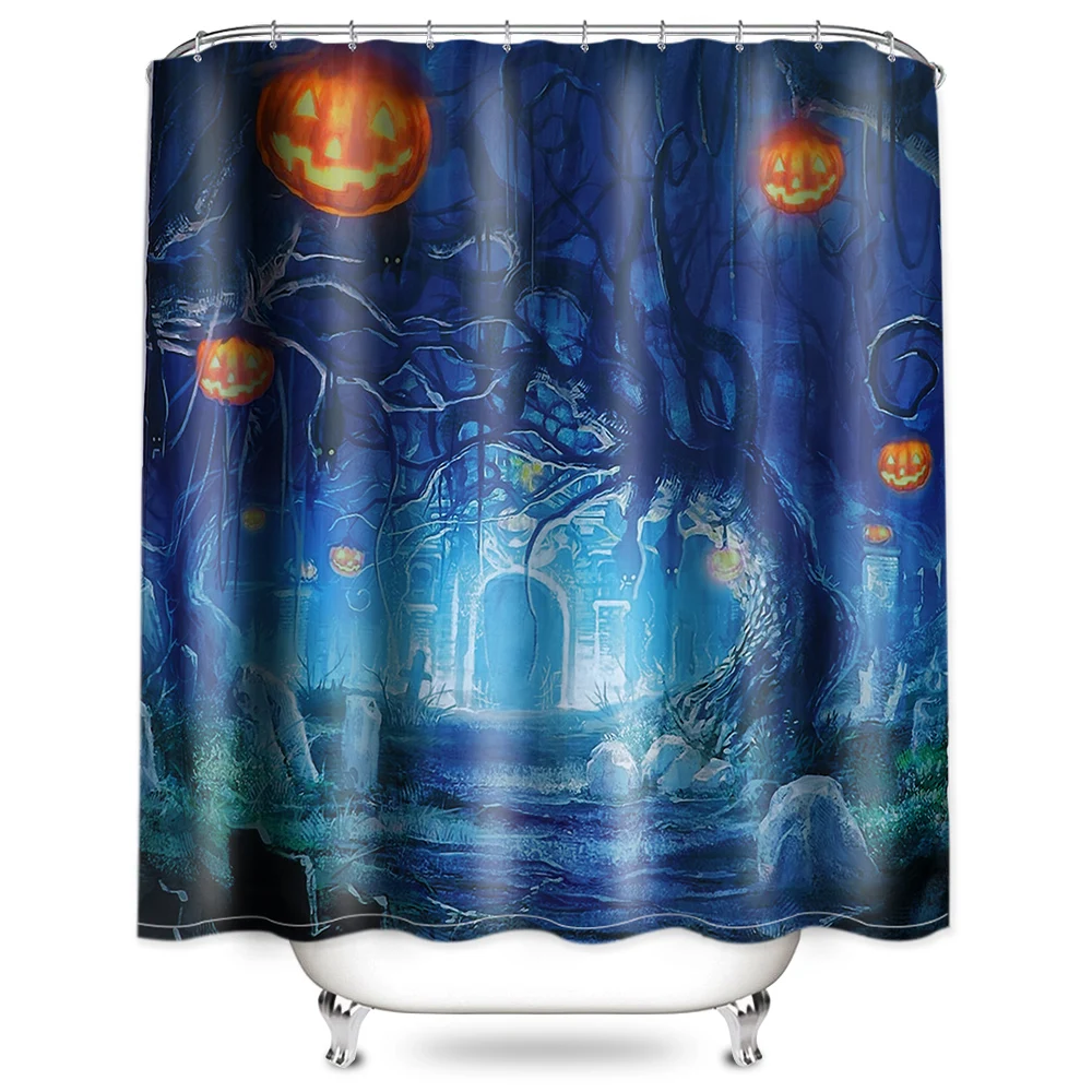

New Waterproof Colorful 3D digital print Horror Halloween Castle Curtain Moisture-proof Bathroom Curtains digital print Horror