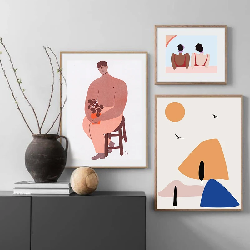 

Abstract Wall Art Matisse Style Canvas Painting Figure Wall Decor Posters Landscape Art Print for Study Decoration