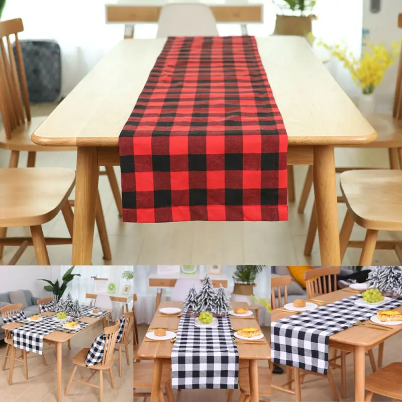 Cotton Christmas Dining Room Table Runner Cloth Flag Festival Home Party Decor