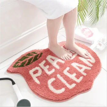

Household Floor Mat, Anti-Slip Soft Water Absorption Cover for Bathing Room Doorway, Cute Peach Shape Bath Mat