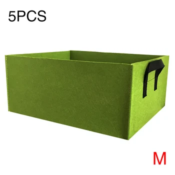 

5pcs Felt Outdoor Indoor Rectangle Grow Bag Planting Container With Handles Breathable Garden Tool Nursery Flowers Vegetables