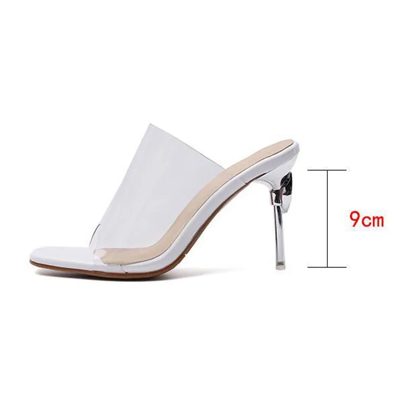 Crystal Transparent Women Slippers Peep Toe High-Heeled Slides Thin Small Heel Clear Shoes Woman Sexy Pointed Toe Summer Sandals (15)